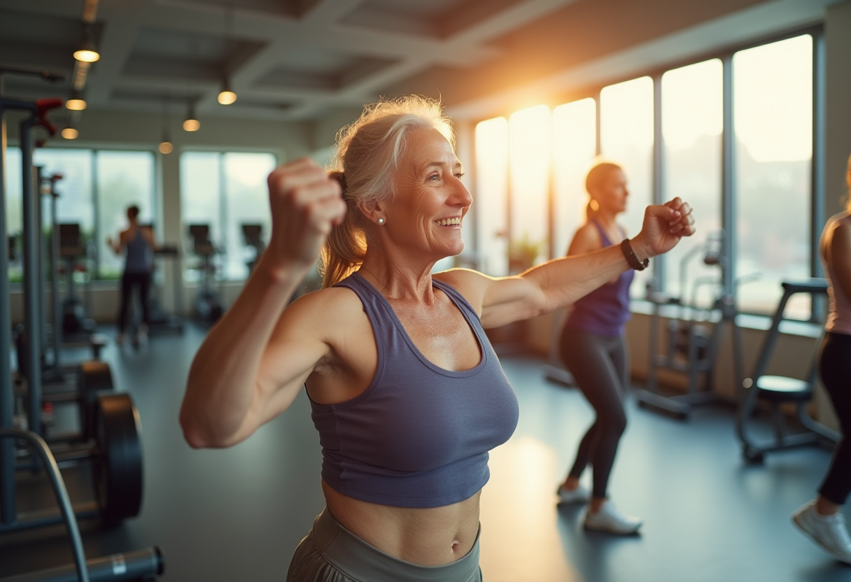 Група възрастни хора в групова тренировка йога